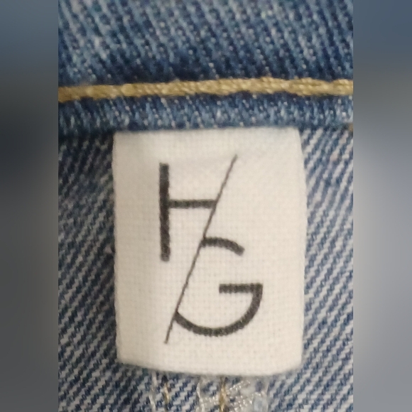 Happily Grey Asymmetrical Style Medium Blue Wash Frayed Hem Denim Maxi Skirt - Picture 9 of 11